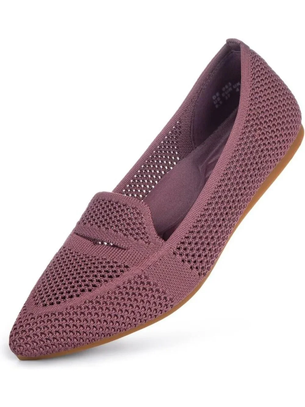 Women's Blush Pink Pointed Toe Penny Ballet Knit Mesh Slip On Flat Loafer Shoes
